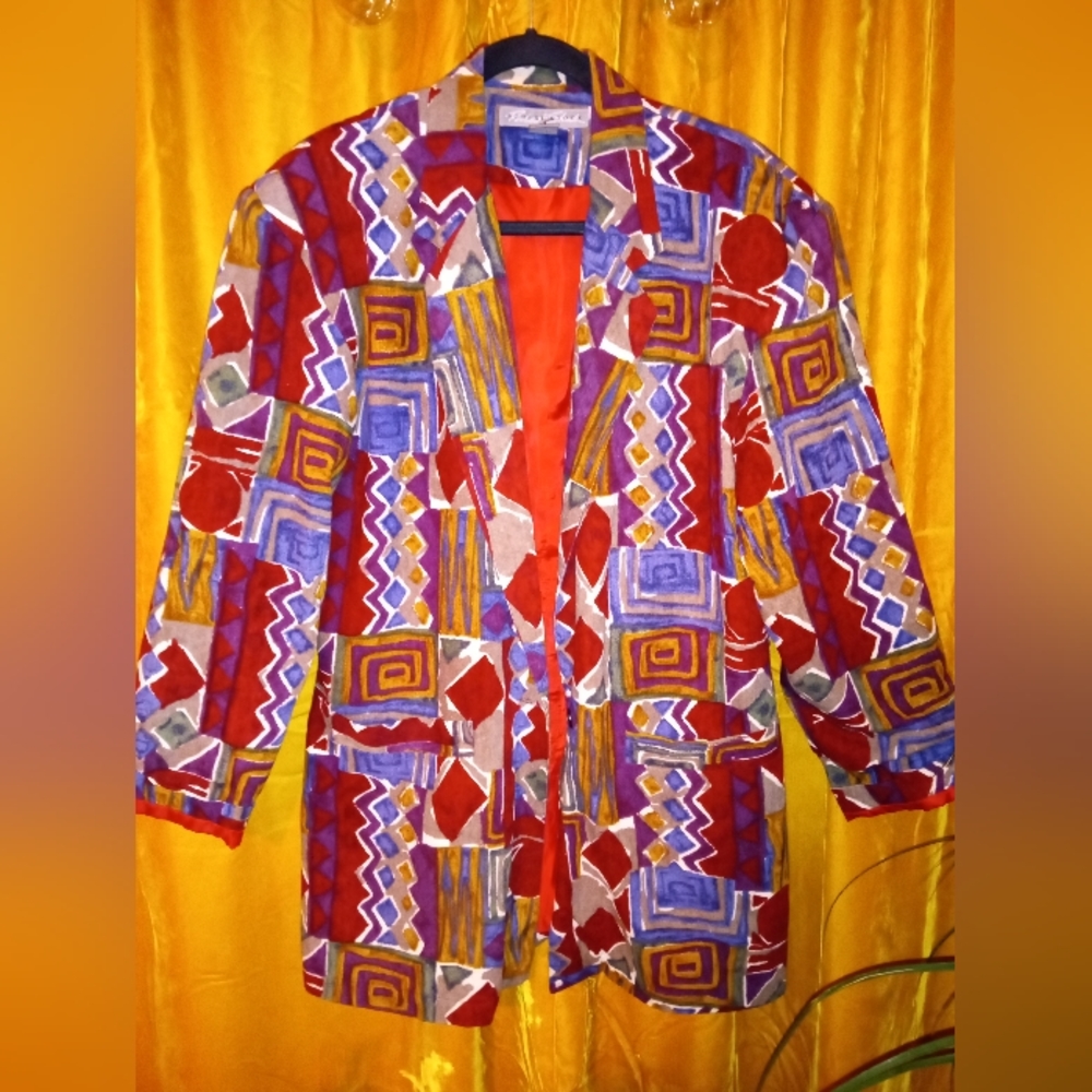 Vintage Robert Stock 100% Silk Retro Blazer EUC SZ L